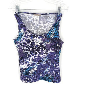 Ultra Teeze Womens Tank Top Multicolor Animal Print Stretch Scoop Neck Blouse M